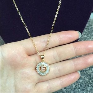 New 18K gold “F” CZ diamond chain for women